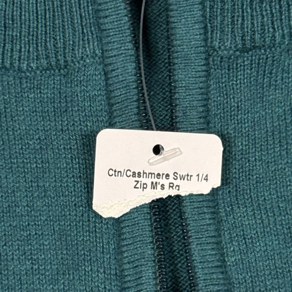 L.L. Bean Sweater Mens S Quarter Zip Wicked Soft Cotton/Cashmere Teal Blue NEW - Picture 3 of 8